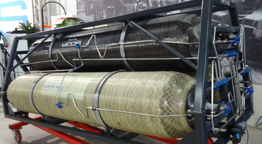 High-pressure air storage tanks in the AirPower Station